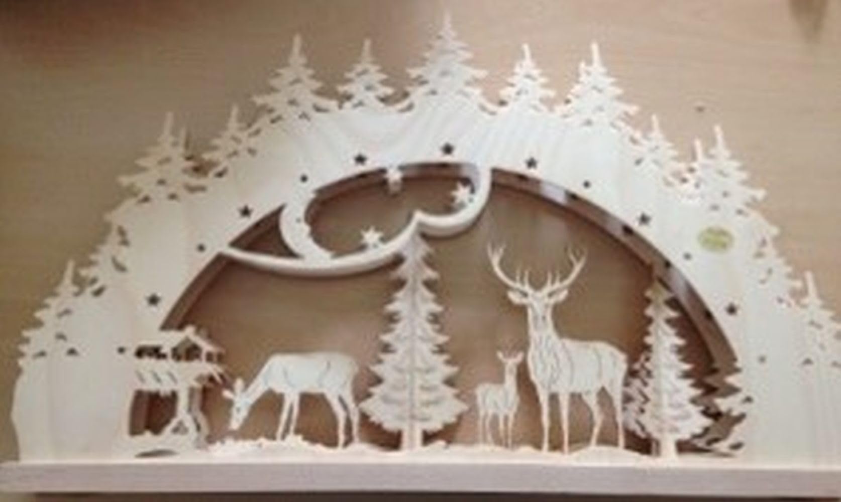 Arche lumineuse 3D bois et cerfs pour illuminer votre rebord de fenêtre à Noël