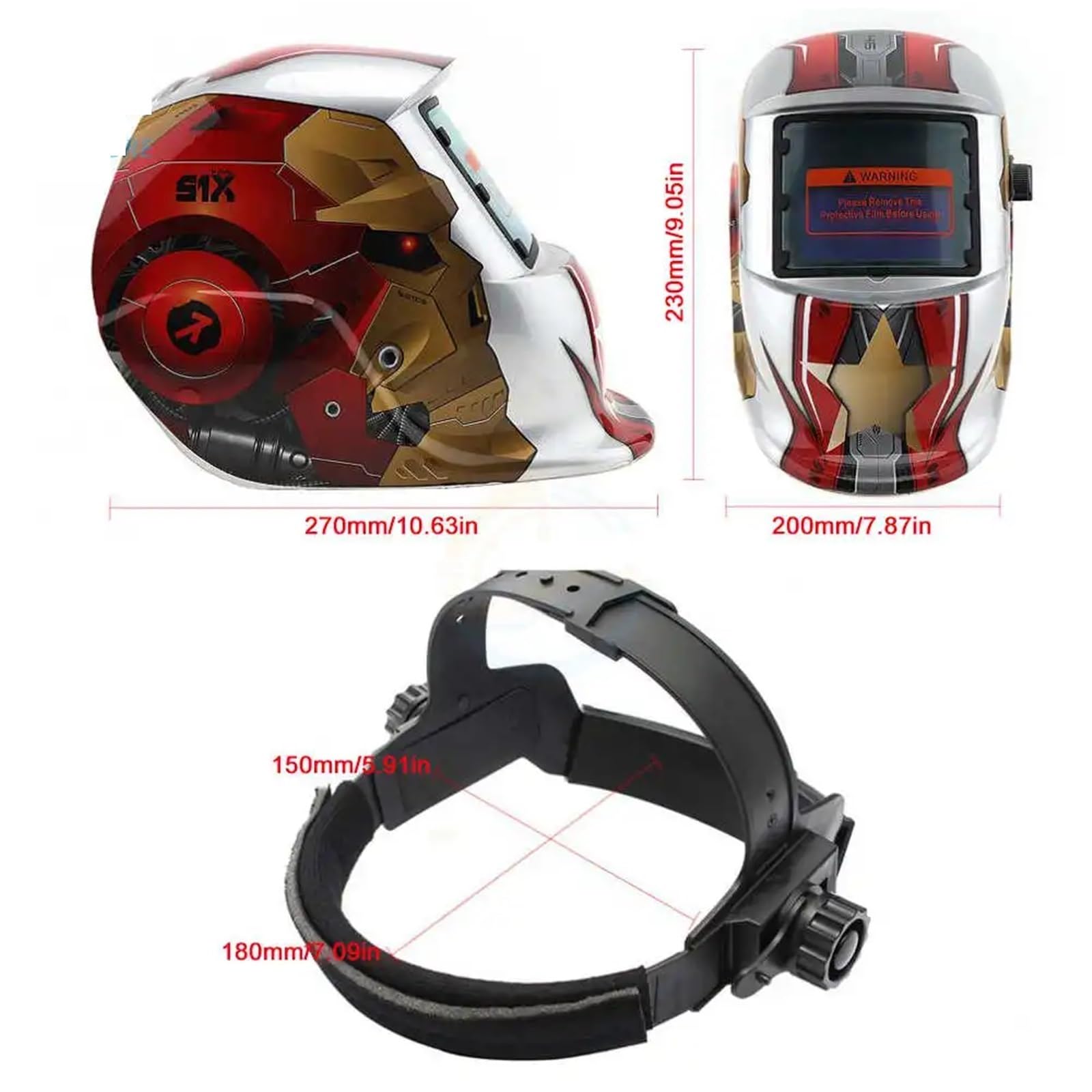 Careta Soldar, Mascara Soldar Máscara de soldadura solar, casco, gorra de soldador eléctrico, lente de soldadura de seguridad, anti-UV, oscurecimiento automático, rango ajustable for máquina de soldar