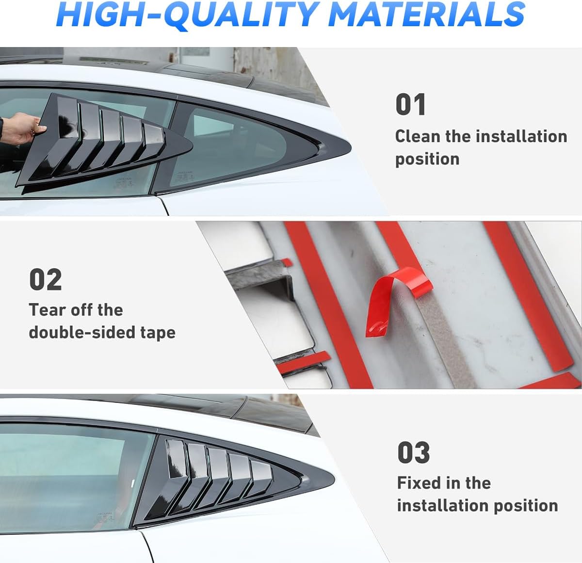 ABS Car Rear Side Window Louvers for Jaguar F-Type 2013-2024 Triangular Window Glass Blinds Auto Exterior Accessories (Gloss Black)