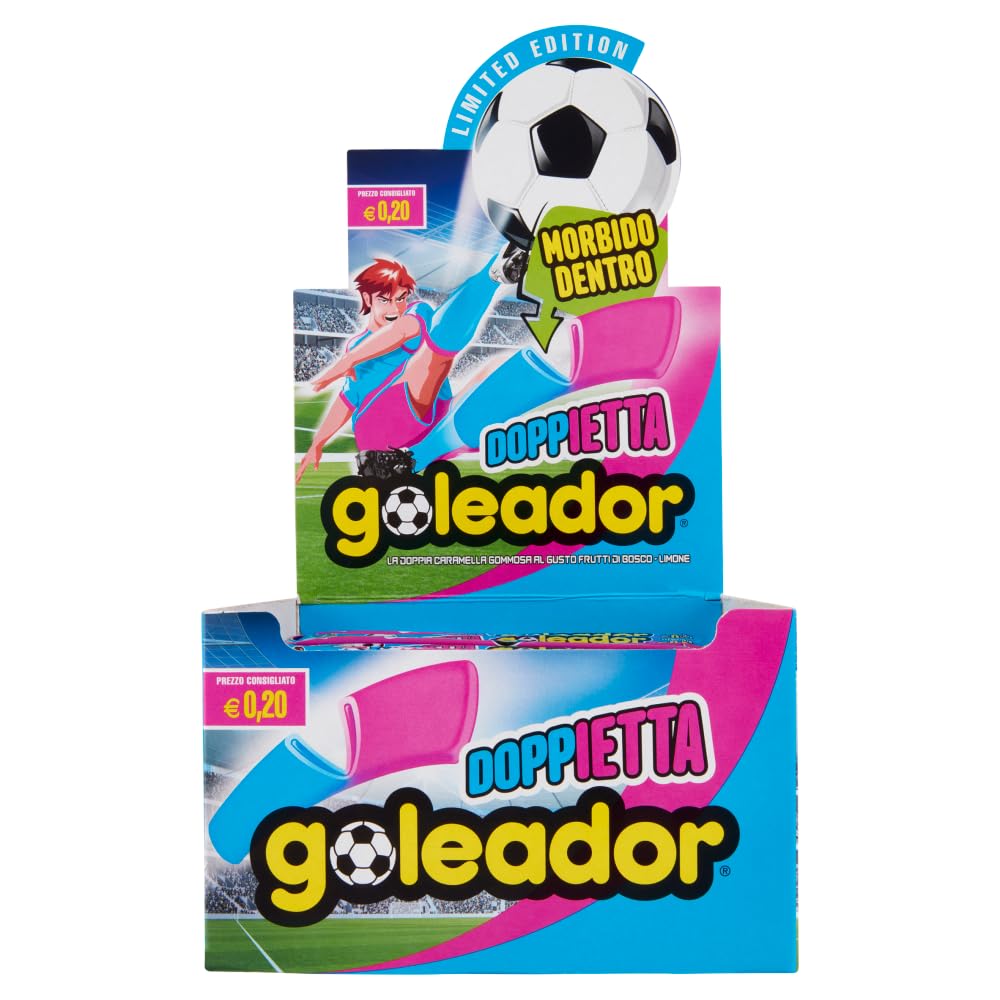 Goleador Lastrina Doppietta, Caramelle Gommose, Gusto Frutti di Bosco e Limone, Senza Glutine, con Zucchero, Confezione da200 Monopezzi, da Condividere con Amici o con Chi Vuoi