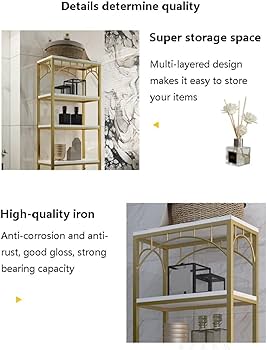 Amazon｜ゴールド 2 段トイレ棚省スペースフロアスタンドトイレ