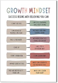 School Growth Mindset Posters Prints Mental Health Canvas Wall Art Positive Affirmations Wall Decor For Therapy Office Painting Kids Educational Prints for Calming Corner Decor 8x12in Unframed