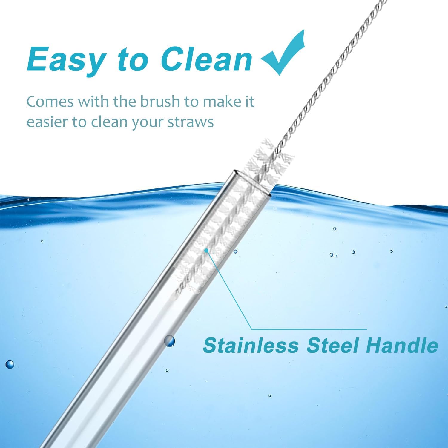 6Pcs 9 inch Reusable Straws Replacement for YETI 25oz Tumbler Lid, Clear Plastic Drinking Straws with 2 Cleaning Brushes - Image 4