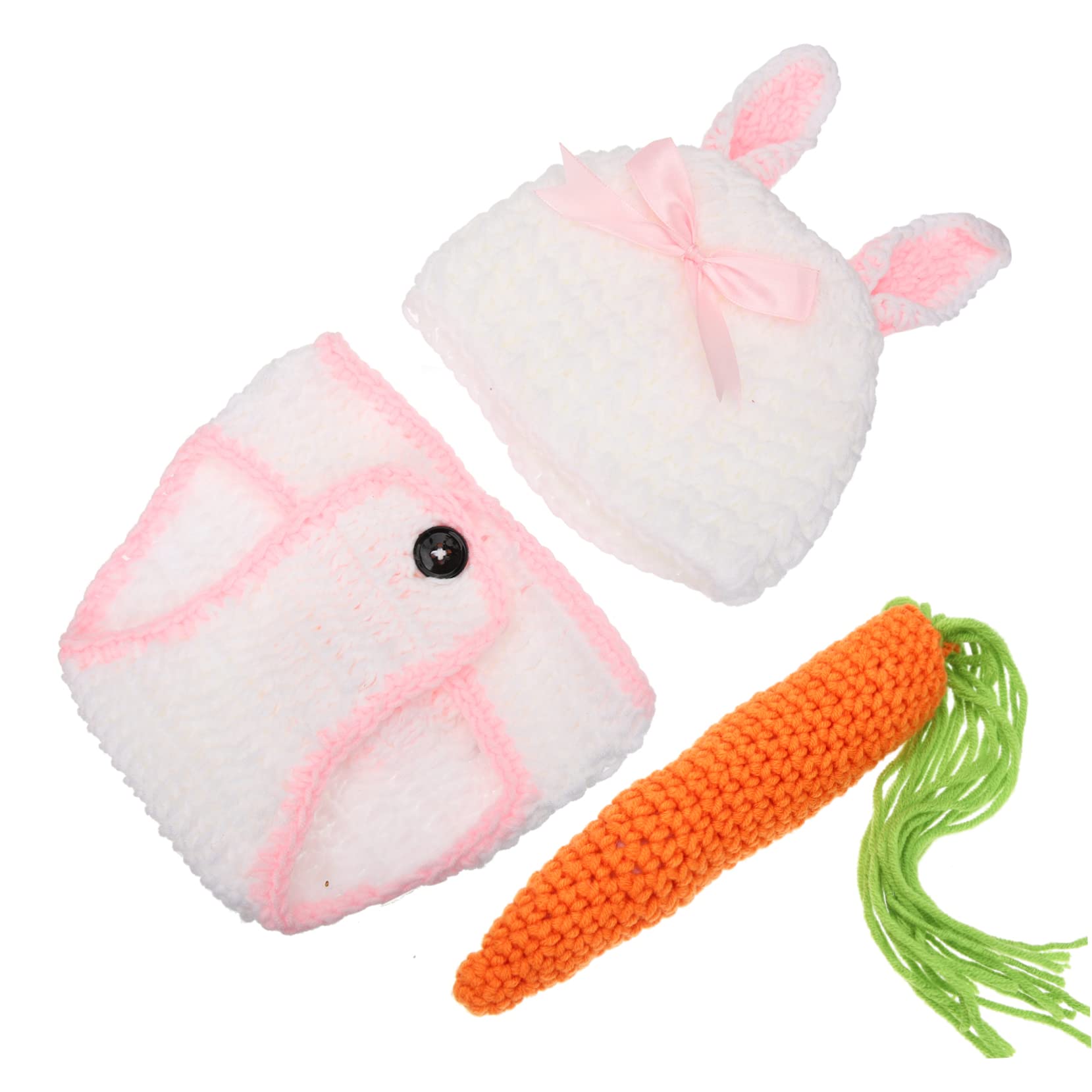Happyyami 4juegos Conjunto De Fotografía De Recién Nacido Gorro y Pantalones De Conejo Accesorios para Sesiones De Fotos Traje De Ganchillo para Bebés Ropa Creativa para Cumpleaños