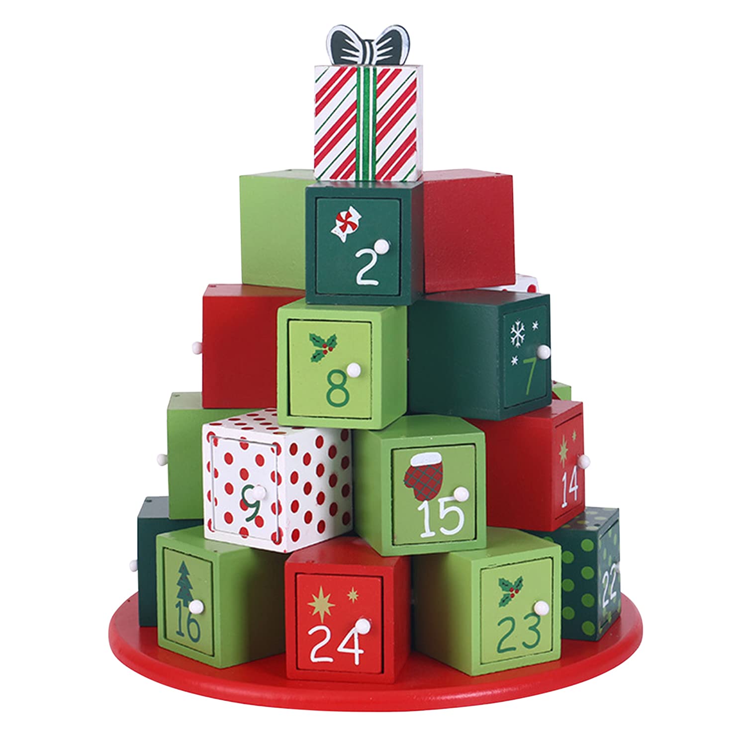 Weihnachten Adventskalender Holz Haus mit 24 Schubladen zum Befüllen Kleine Geschenke Urlaub Countdown bis Weihnachten Dekoration (Geschenk)