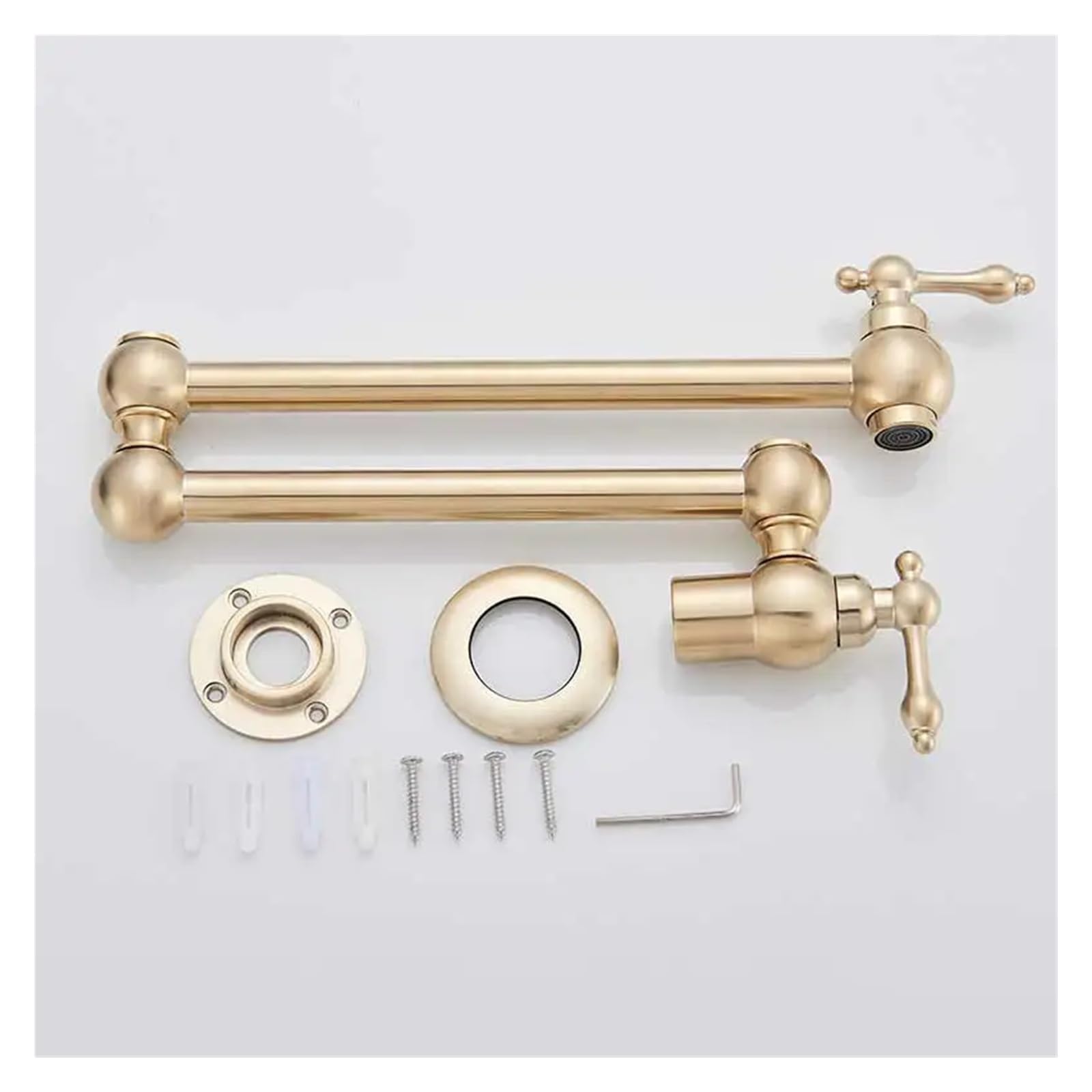 Grifos mezcladores para Fregadero Grifo de Cocina Pared Lavabo baño Agua fría caño Giratorio Plegable tocador latón la mayoría los escenarios (Dorado Cepillado D)