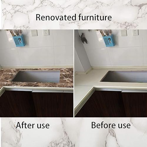 Miniatura 6 de Papel tapiz extra ancho de granito de mármol para despegar y pegar, grueso, impermeable, autoadhesivo, 31.5 x 157 pulgadas, papel de contacto oscuro