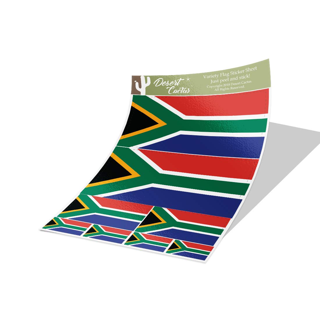 Desert Cactus South Africa Flag Sticker Variety Size Pack 8 Total Pieces Country Decal Kids Logo Scrapbook Car Vinyl Window Bumper Laptop V