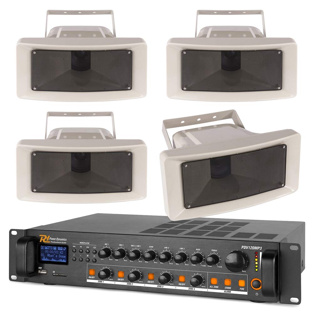 Buy 4 x Professional Horn Speaker Outdoor PA System with 4Zone 100v