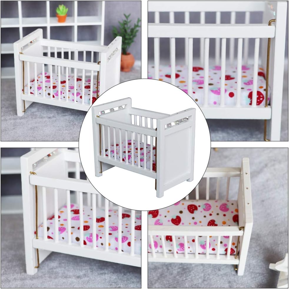 Dollhouse Baby Doll Crib Bed Mini House Baby Crib Cradle Model Dollhouse Furniture Accessories
