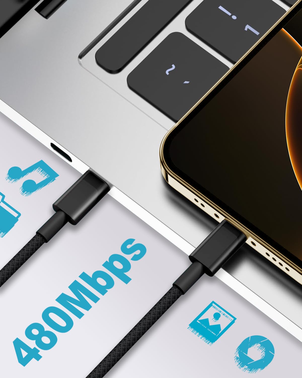 2Pezzi 1M Cavo USB Type-C Ricarica Rapida per iPhone 15 16 Pro Max/15 16 Plus/16/15,iPad Pro/Air,MacBook, Cavo iPhone 15 16 Cavo USB C to USB C 60W Nylon Cavo Apple USB C Cavetto