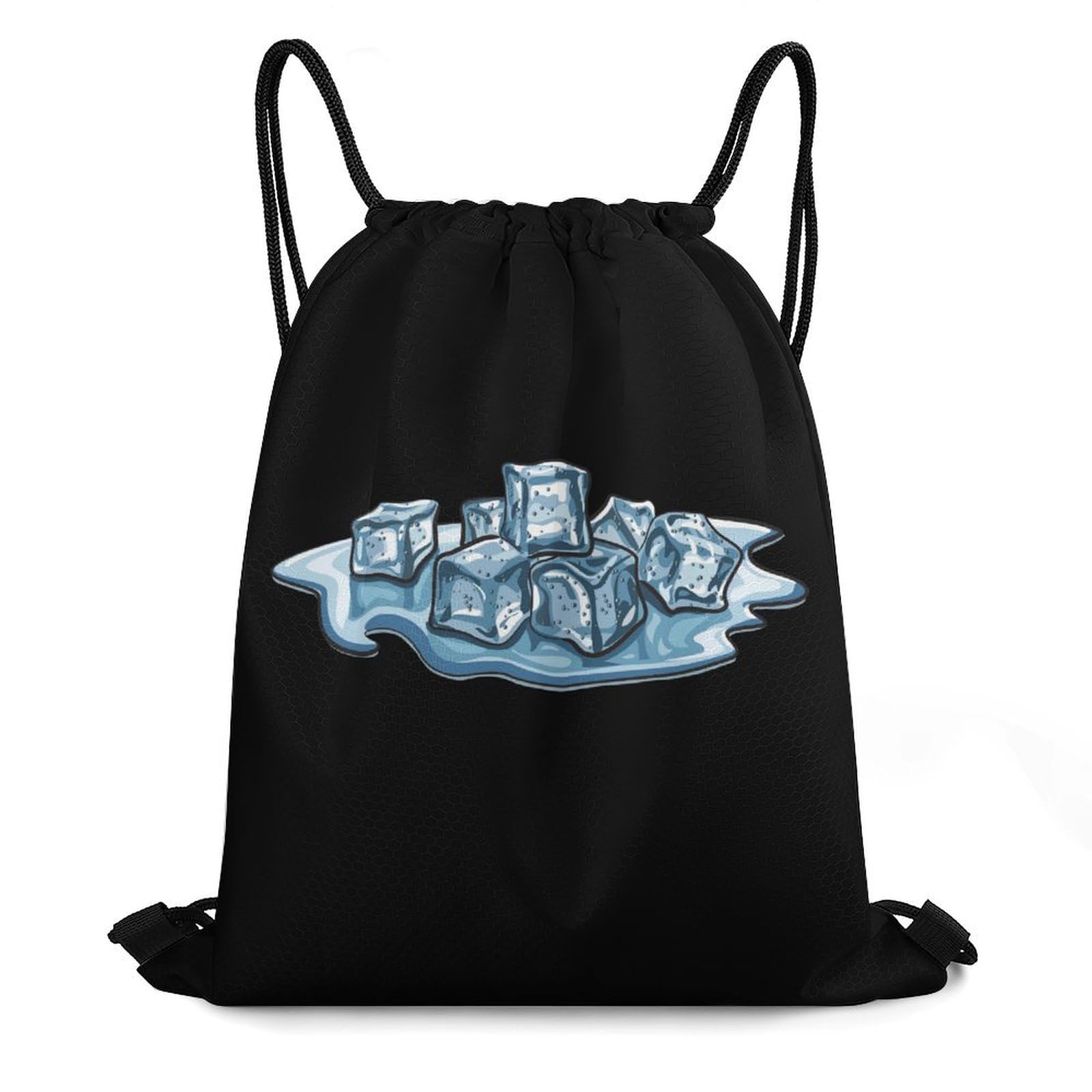 Ice Cubes Drawstring Backpack Durable Sport Gym Bags Daypack for Men Women 35 * 42cm