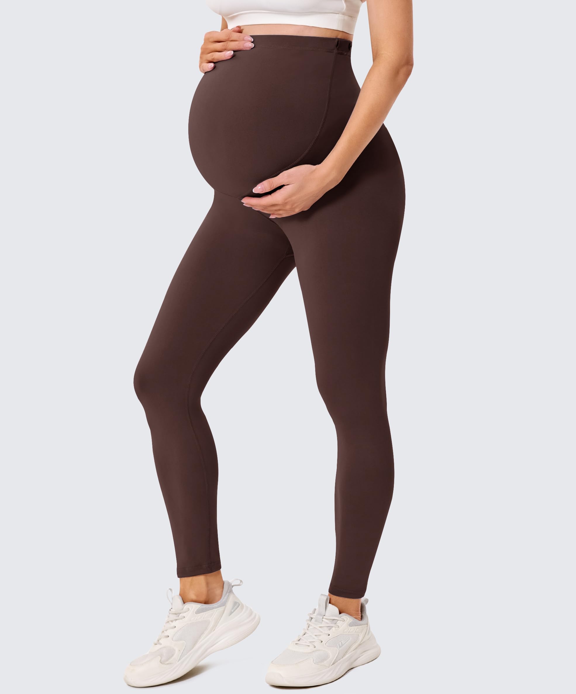 BAYDI Creamlush Legging de grossesse pour femme avec soutien ventral réglable, doux, taille haute, opaque, confortable, pour le yoga, les loisirs