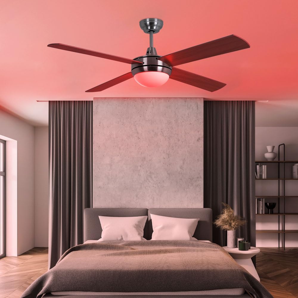 RGB LED Decken Ventilator Lampe DIMMBAR Schlaf Zimmer Luft Kühler FERNBEDIENUNG Timer Leuchte