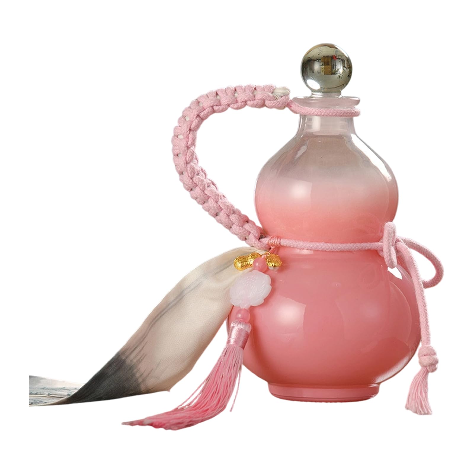 Elnwnnkc Artistic Gradients Color Glass Gourd Shape Water Bottle with Weaving Handle 500Ml Liquor Flasks for Juices Tea Decors Glass Pitcher