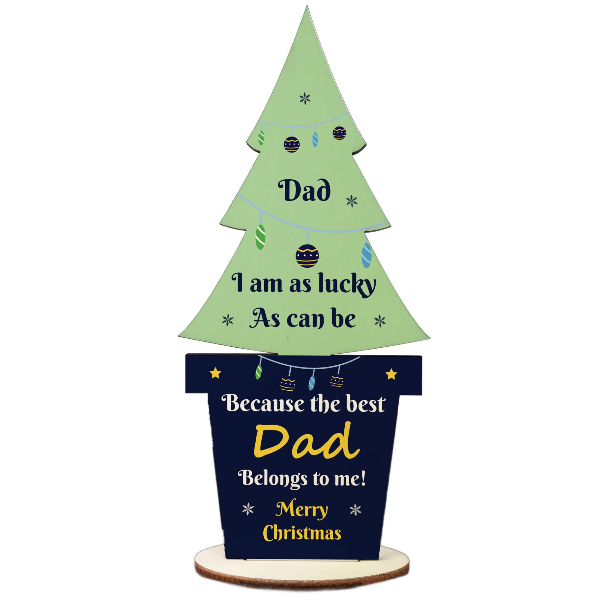 Red Ocean For Best Dad Wooden Tree Gift For Christmas Thank You From Daughter Son Keepsake