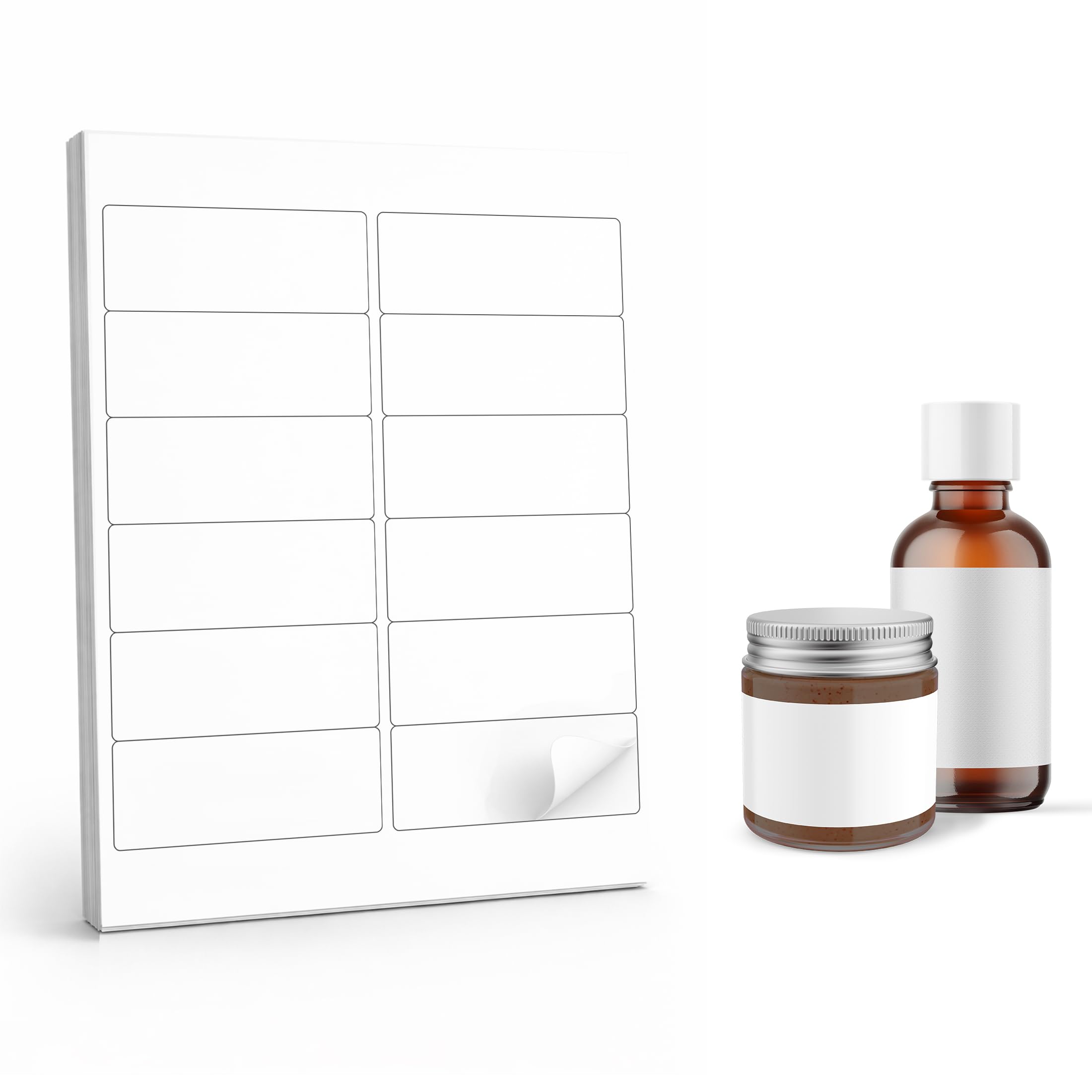 Waterproof Small Bottle Labels, 4x1.5 inches - 120 Labels - Custom Printable Stickers for 2oz or 4oz Bottles - DIY Product Labels for Essential Oils,