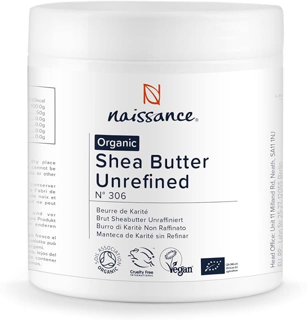 Naissance Organic Shea Butter (no. 306) 500g - Pure, Natural, Certified Organic, Unrefined, Hand Kneaded, Vegan & Fragrance Free