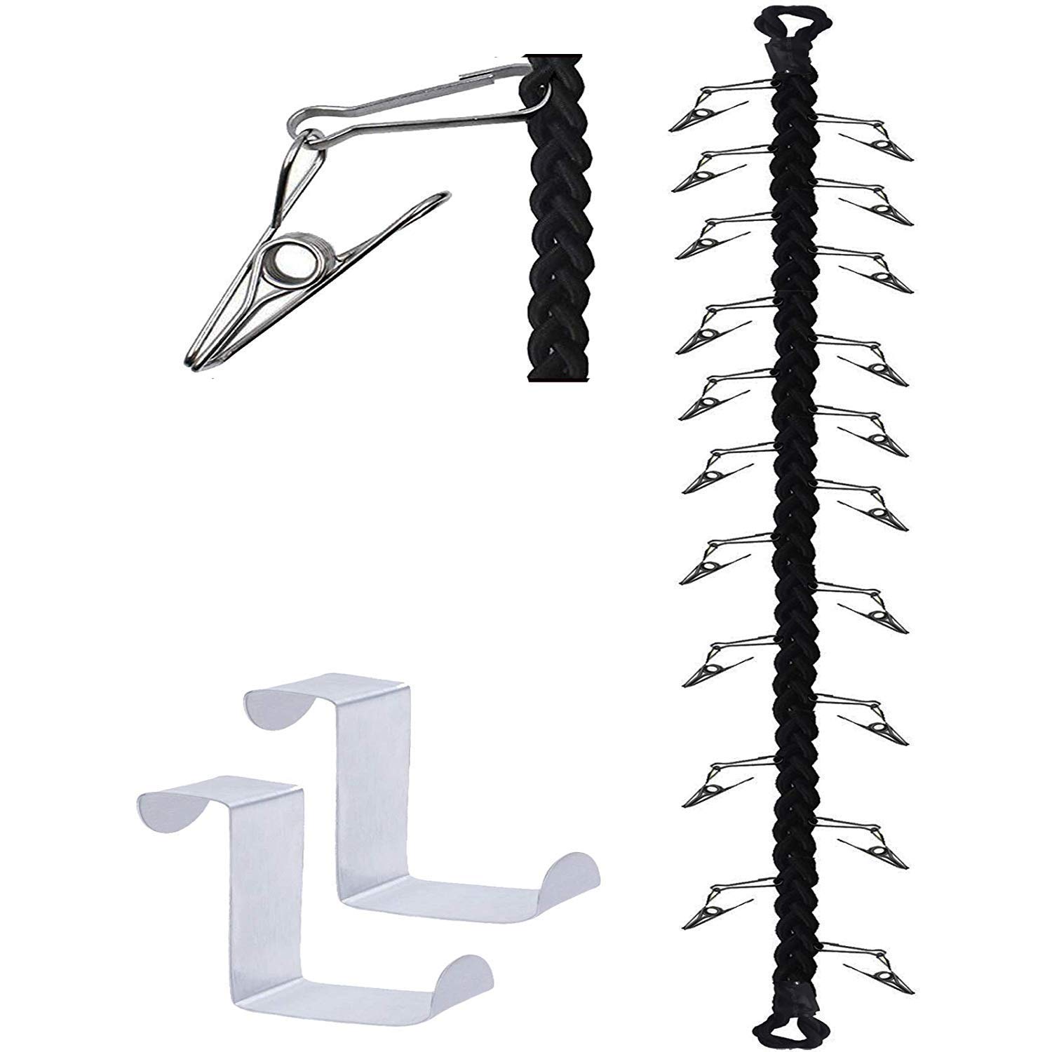 Over Door Hanging Storage Chain with 20 Stainless Steel Clips, Plush Toy Storage Chain Multipurpose Organizer for Your Toys, Sun Visors, Hats, Cap, Scarves, Gloves, Towel, Jewelry, Fits All Décor.