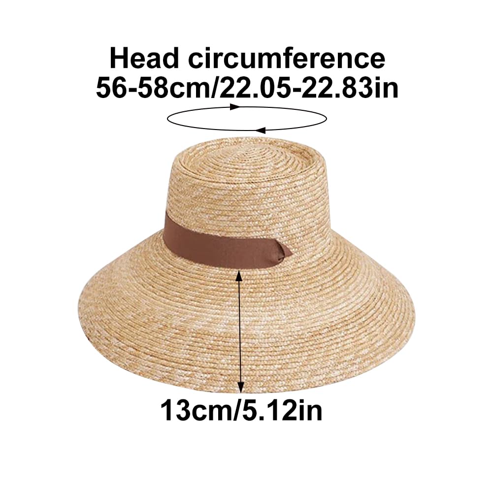 Gorra ancha de protección solar, sombrero de paja de verano para mujer para exteriores, natural