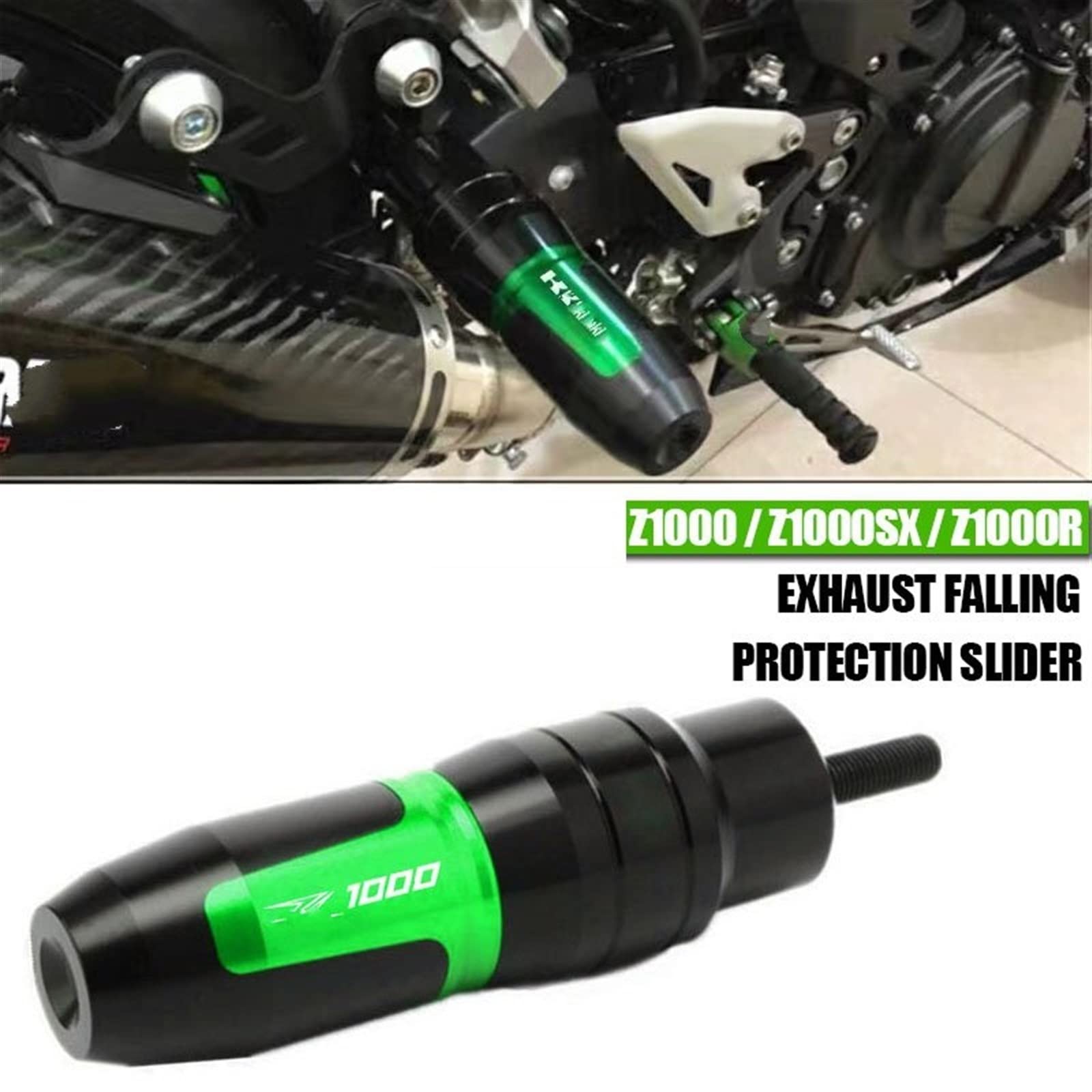 Osłona Rury Wydechowej Motocykla Crash Pads Dla Kawasaki Z1000 Z1000R Z1000SX Suwaki Rury Wydechowej Crash Protector Akcesoria (Color : Z1000R Black)