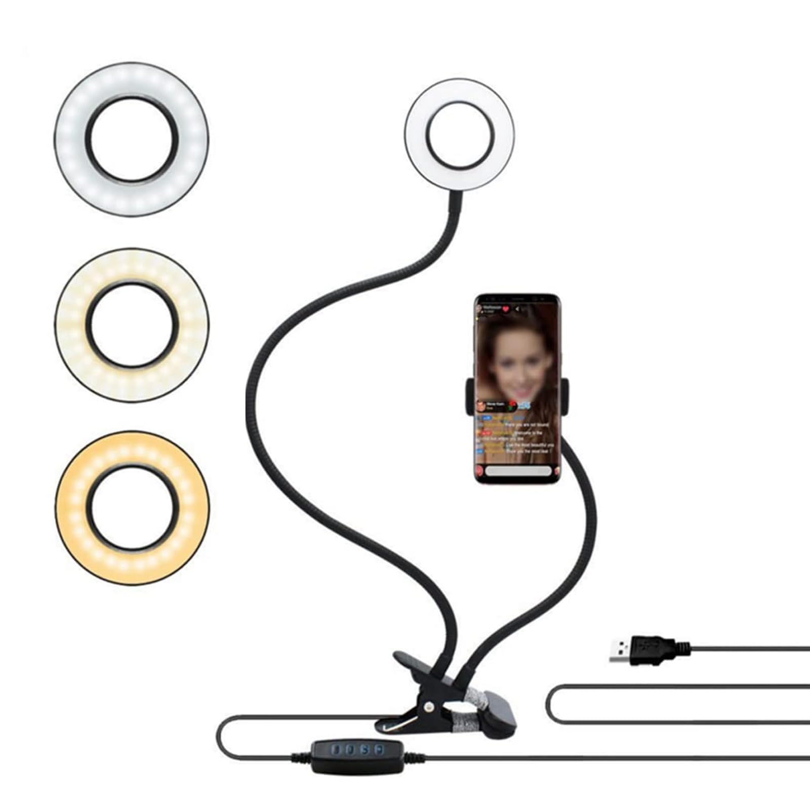 XPRIMEUK 24 LED Black Selfie Ring Light, Hands-Free & 360 Degree Rotatable, Selfie Light, Sturdy and Durable - Image 2