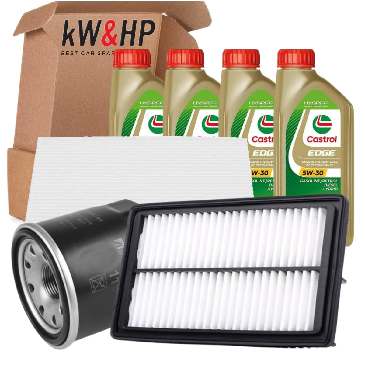 KIT TAGLIANDO COMPLETO 3 FILTRI 4 LITRI OLIO MOTORE ORIGINALE 5W30 i20 1.0 | Kit tagliando completo con filtro aria, filtro abitacolo, filtro olio e olio motore originale 5W30