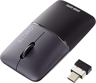 サンワサプライ(Sanwa Supply) 静音ワイヤレスブルーLEDマウス SLIMO (充電式・Type-C・ブラック) MA-WCBS310BK