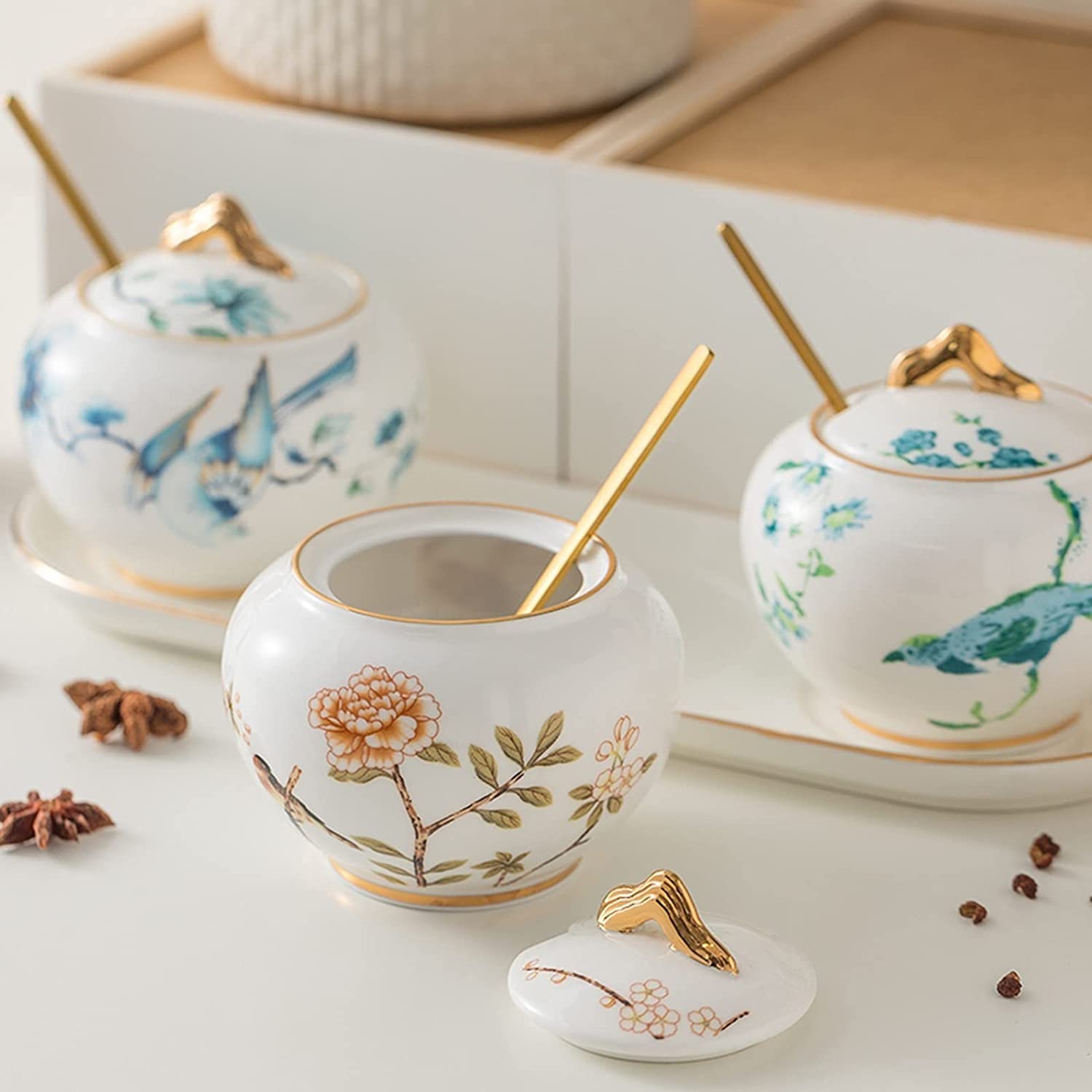 Słoik na przyprawy słoik ceramiczny, słoik na przyprawy stojaki na przyprawy kreatywny zestaw garnków do przypraw artykuły kuchenne domowe butelka na przyprawy pudełko przyprawy ceramiczna