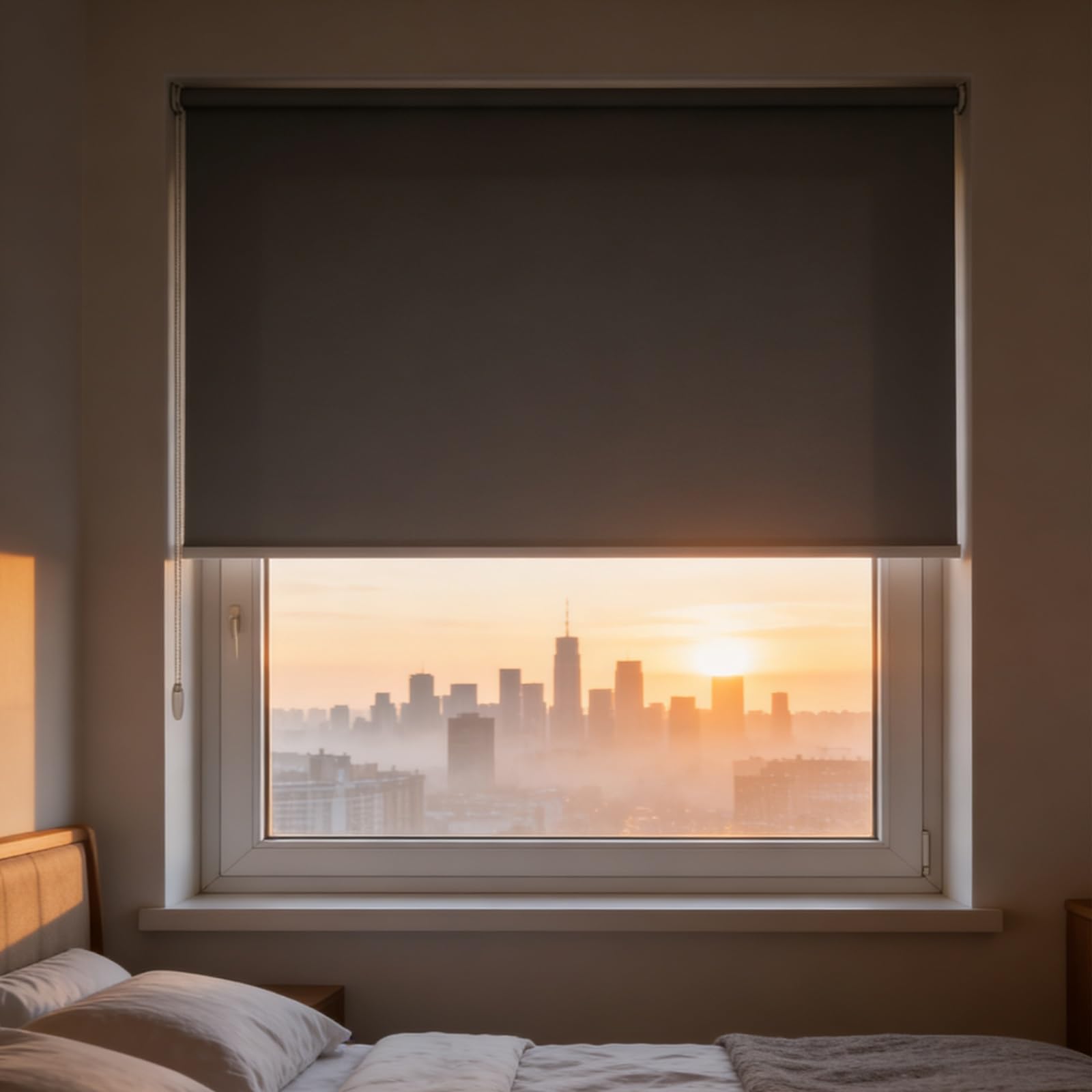 Dachfenster Verdunkelungsrollo 75 x 80 cm Rollo Fensterrollo Klemmrollos Fensterrollo Innen, Doppelrollo Thermorollo Ohne Bohren für Fenster Und Tür, Dunkelgrau