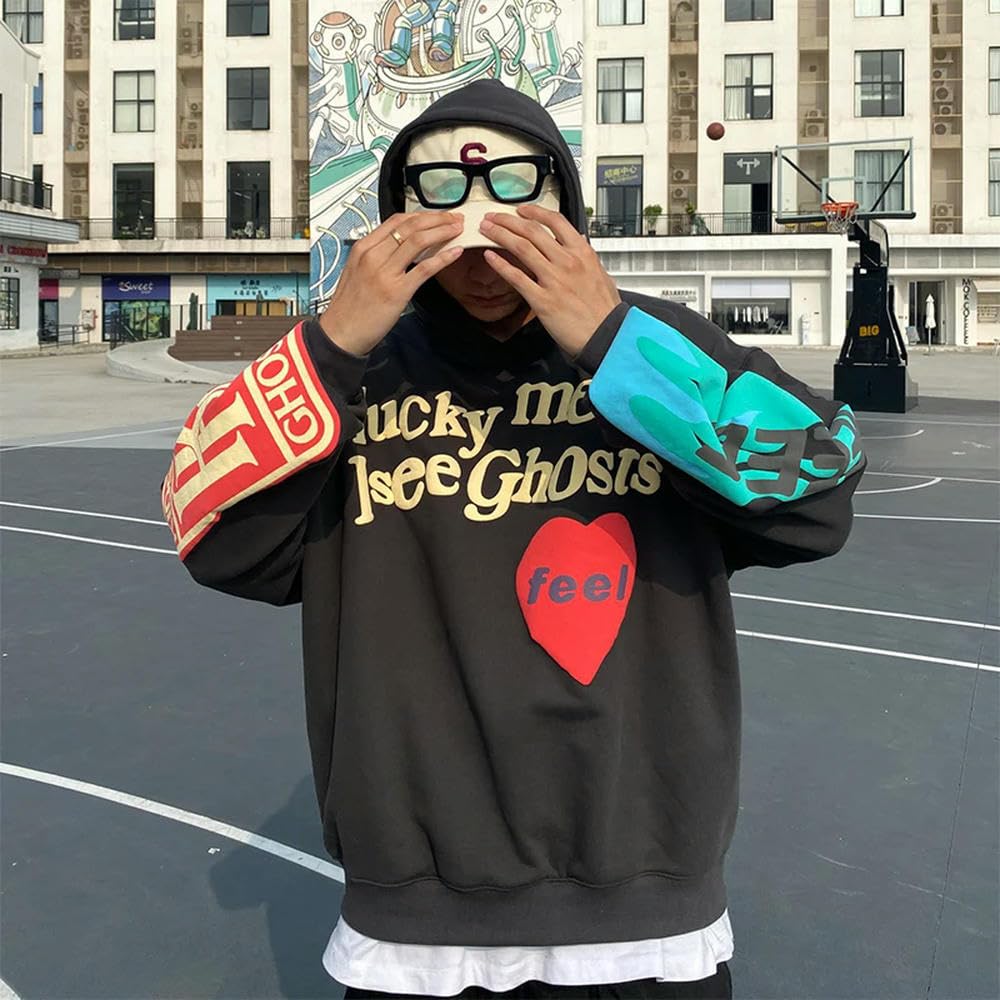 ZBDZSW Harajuku Graffiti Litery Drukowane Bluzy Mężczyźni Bluza Z Kapturem Bluza Z Kapturem Sweter Streetwear