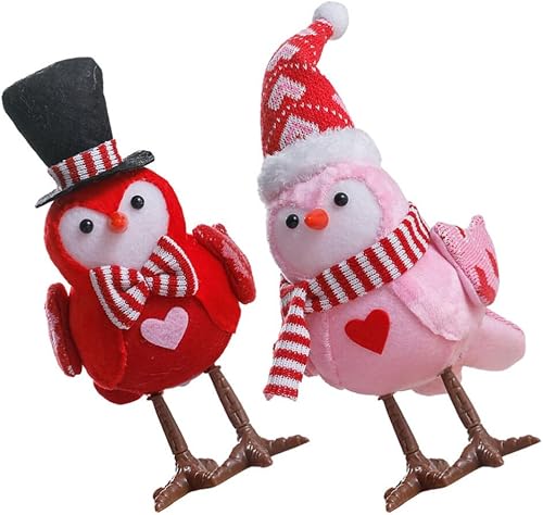 Miniatura 1 de HOLIDYOYO 2 estatuas de pájaros para el día de San Valentín, estatuas de pájaros iluminadas, figuras de pájaros de felpa rosa, adornos para bandeja