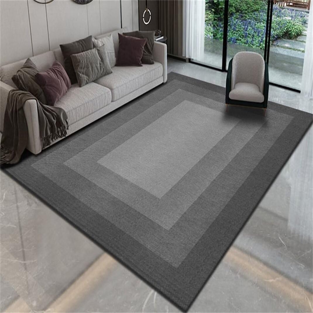 Tapis chambre ado garçon lavable grand tapis de salon géométrique gris