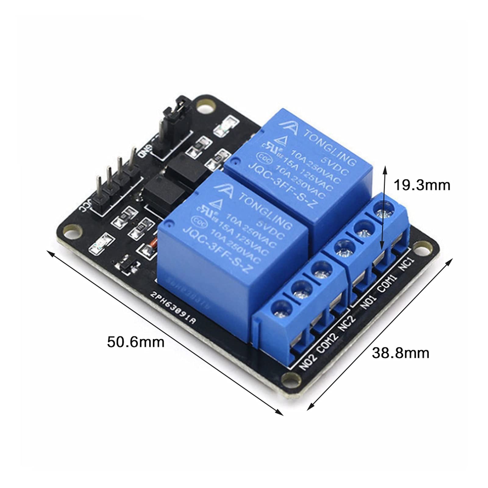 Módulo de relé 2 vías 5V con protección optoacoplador Placa expansión Accesorios placa desarrollo