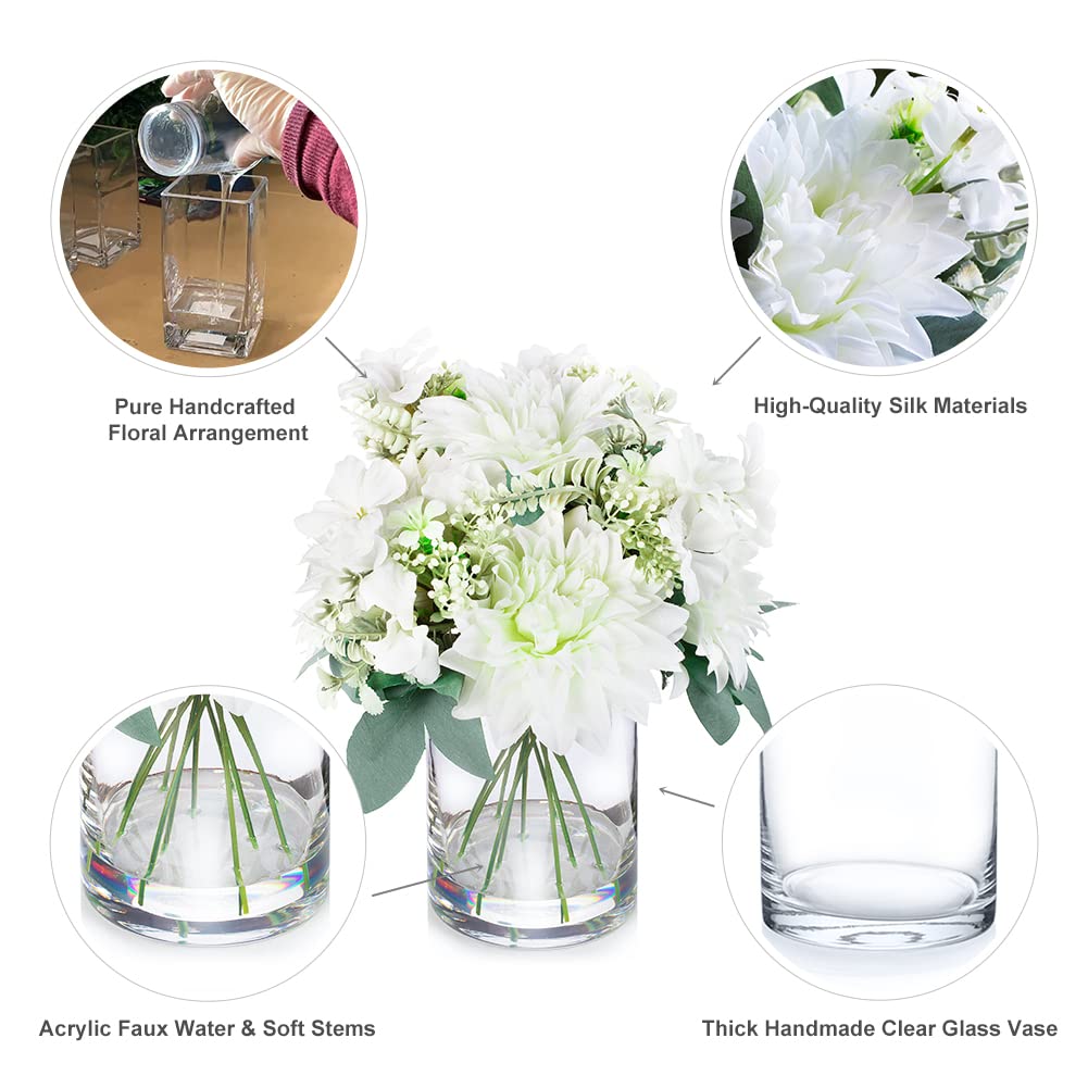 造花と花瓶 Amazon｜ENOVA フローラル ホワイト ダリア 造花 花瓶入り