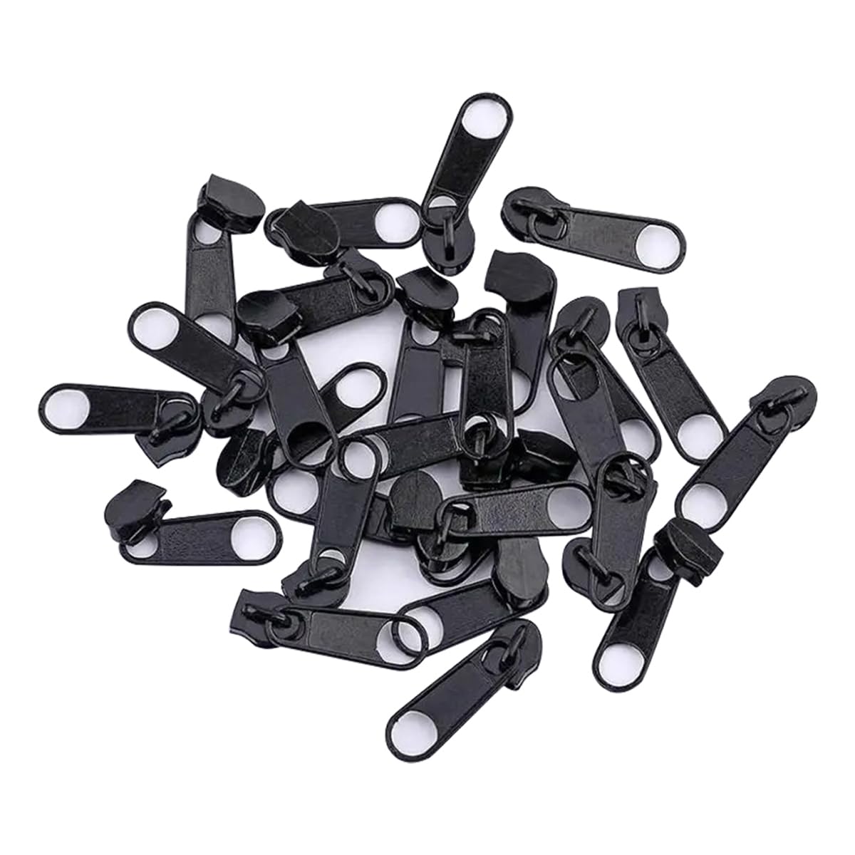 Queenbox 3# 30pcs Zipper Slider Repair Kit, Metal Zipper Pull Replacement for Clothing Bag Purses Luggage, Black