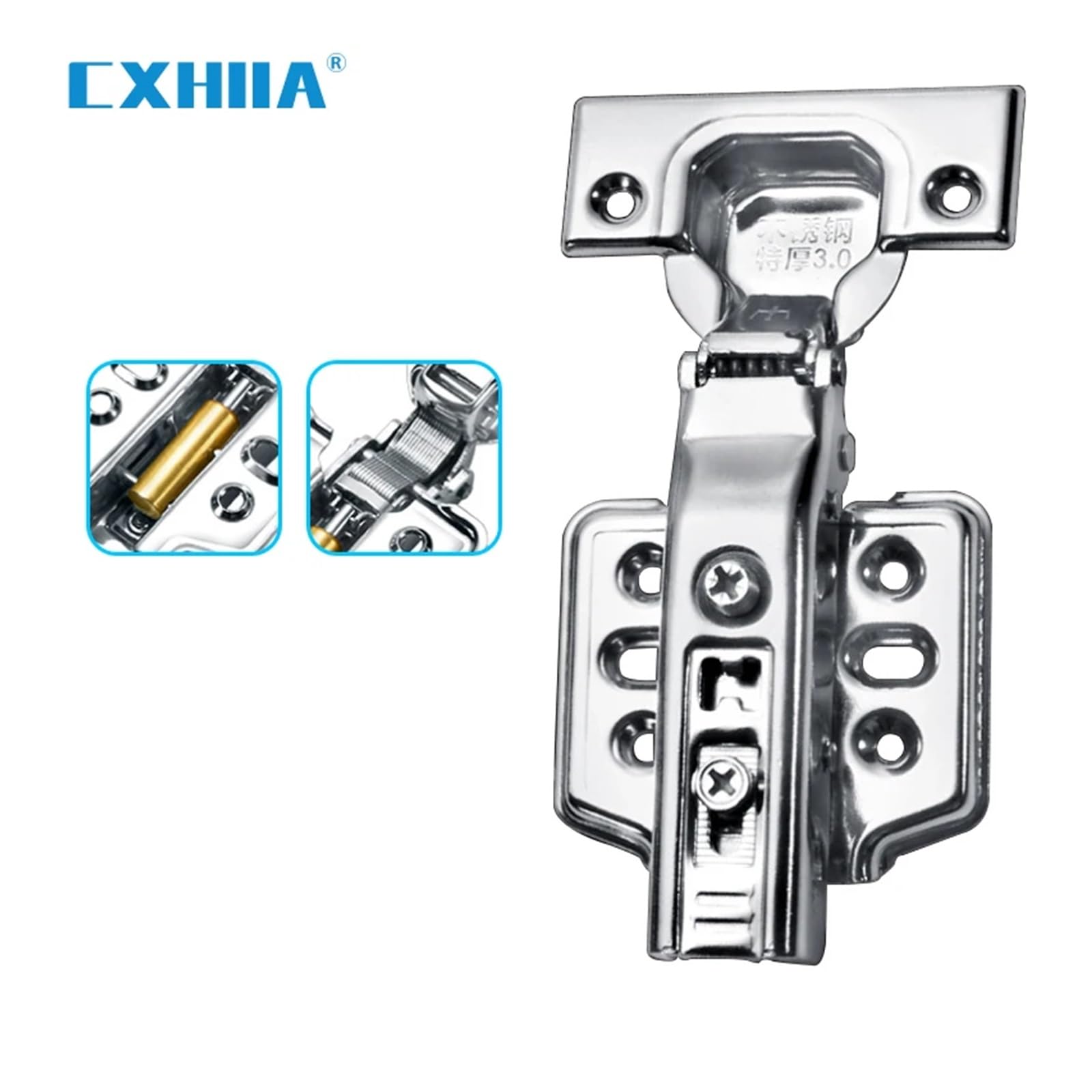 Zawias hydrauliczny ze stali nierdzewnej premium do szafek i mebli – mechanizm cichego zamykania, 1 szt.(Detachable Full Overlay)