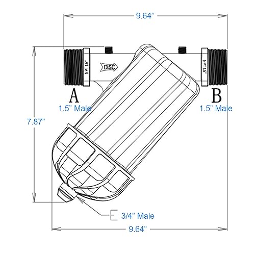 Miniatura 7 de UPLYKKE Filtro Y para Riego, Filtro de Disco - 88 GPM, 120 Mallas, Rosca Macho NPT, 1-12"