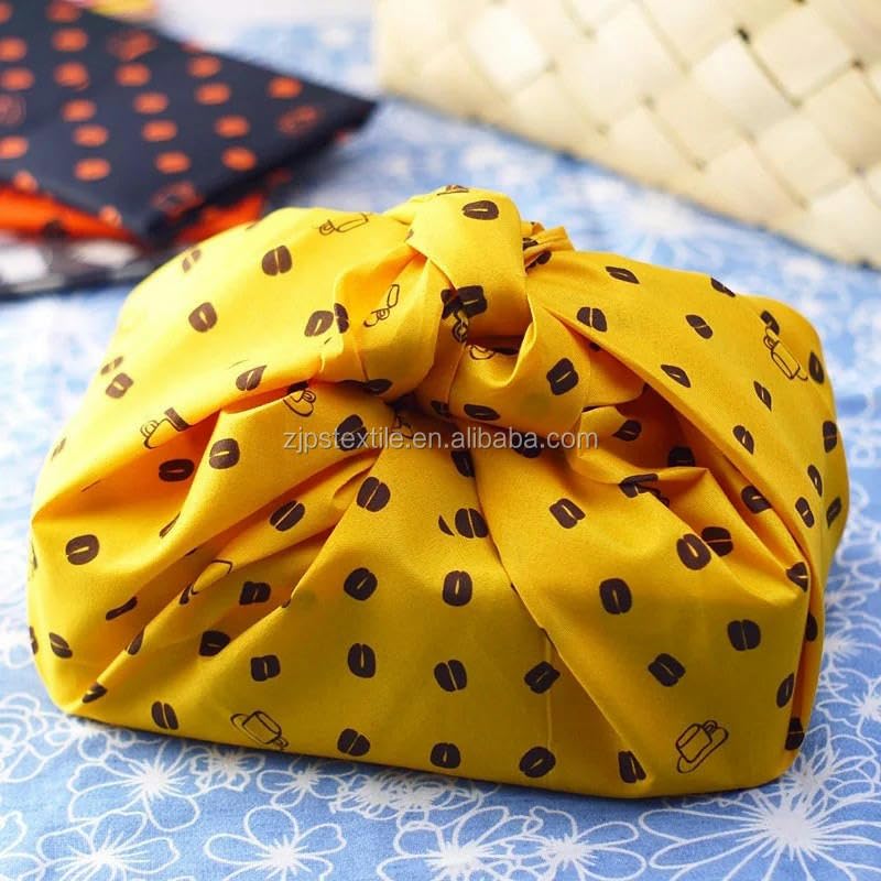 Japan Wrap The Cloth Cotton Line, 10 szt. 70 * 70 cm Żółte ziarna kawy wielokrotnego użytku ściereczka do pakowania(70 * 70cm Orange)