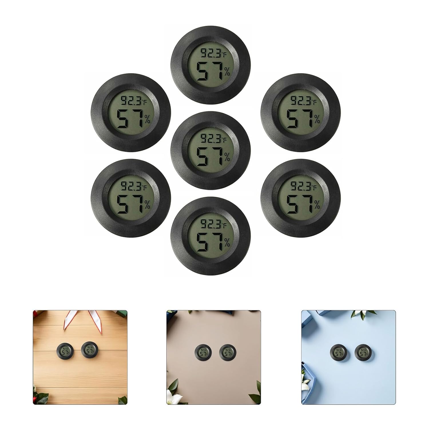 7Pcs Mini Hygrometer Thermometer for Terrarium Digital Humidity and Temperature for Reptile Tanks Compact and Portable Humidity Gauge for Bearded Dragon Accessories