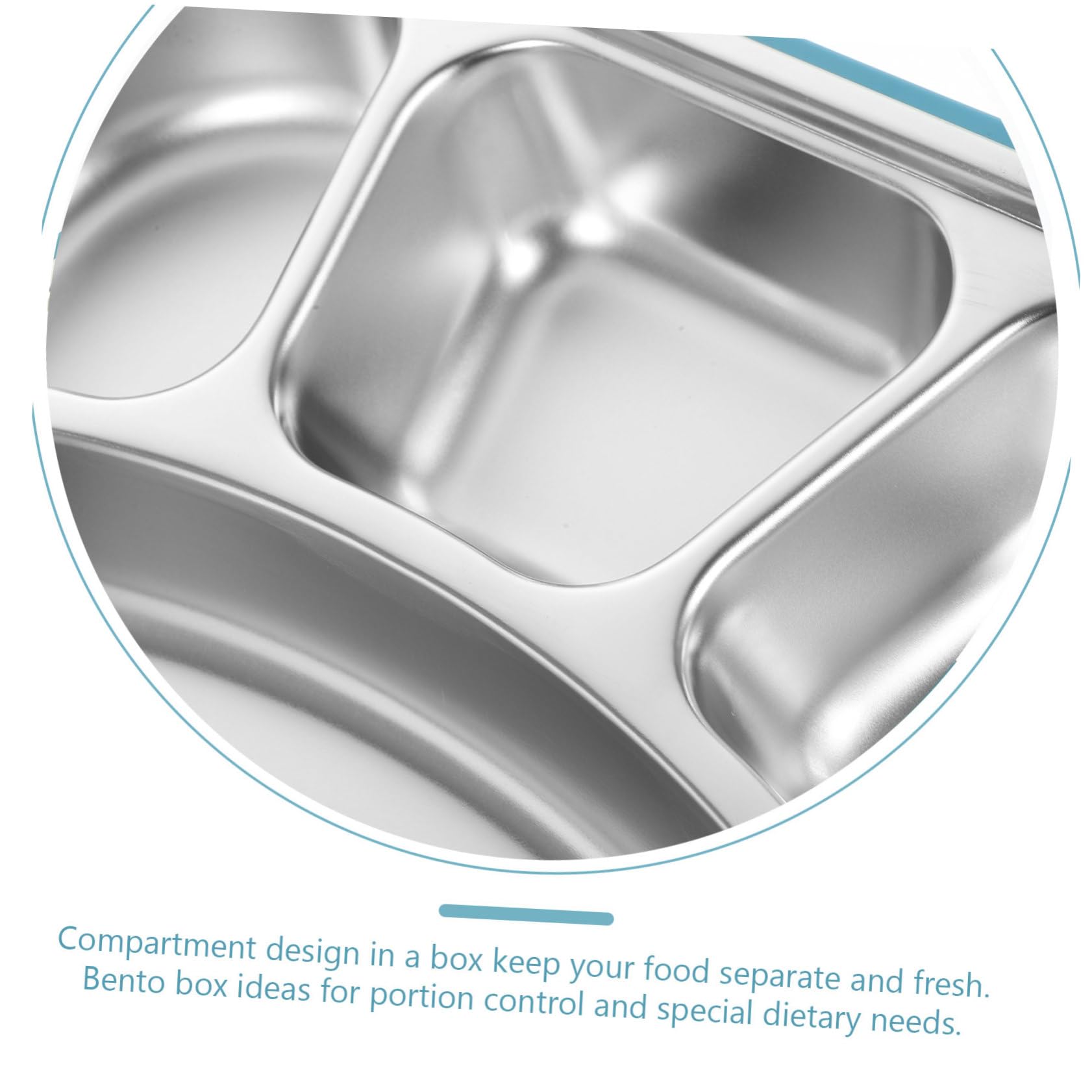 Boîte à Lunch Bento en Acier Inoxydable 1300ml 4 Compartiments | Bleu Pp Plastique, Étanche Anti-odeur, Présent Rentrée, École et Travail