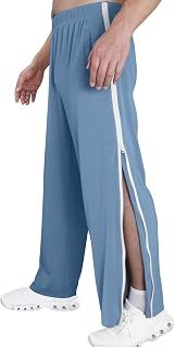 Mens Tear Away Basketball Sweatpants - Leg Pants with Side Zipper and Pockets