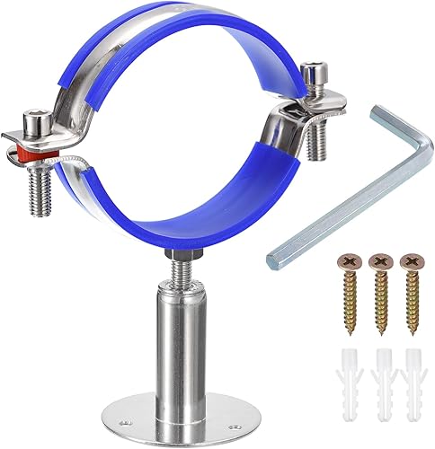 uxcell Soporte de tubería de acero inoxidable para montaje en pared, soporte de tubería de montaje en techo, correa de tubo de abrazadera ajustable
