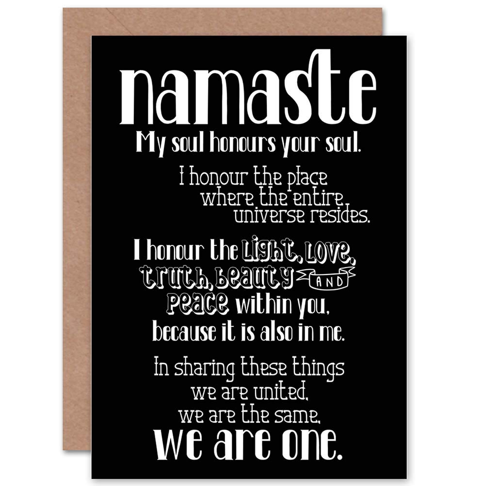 Wee Blue CooGreeting Gift Quote Typograph Text Namaste Blackboard Definition Sealed Greeting Card Plus Envelope Blank inside