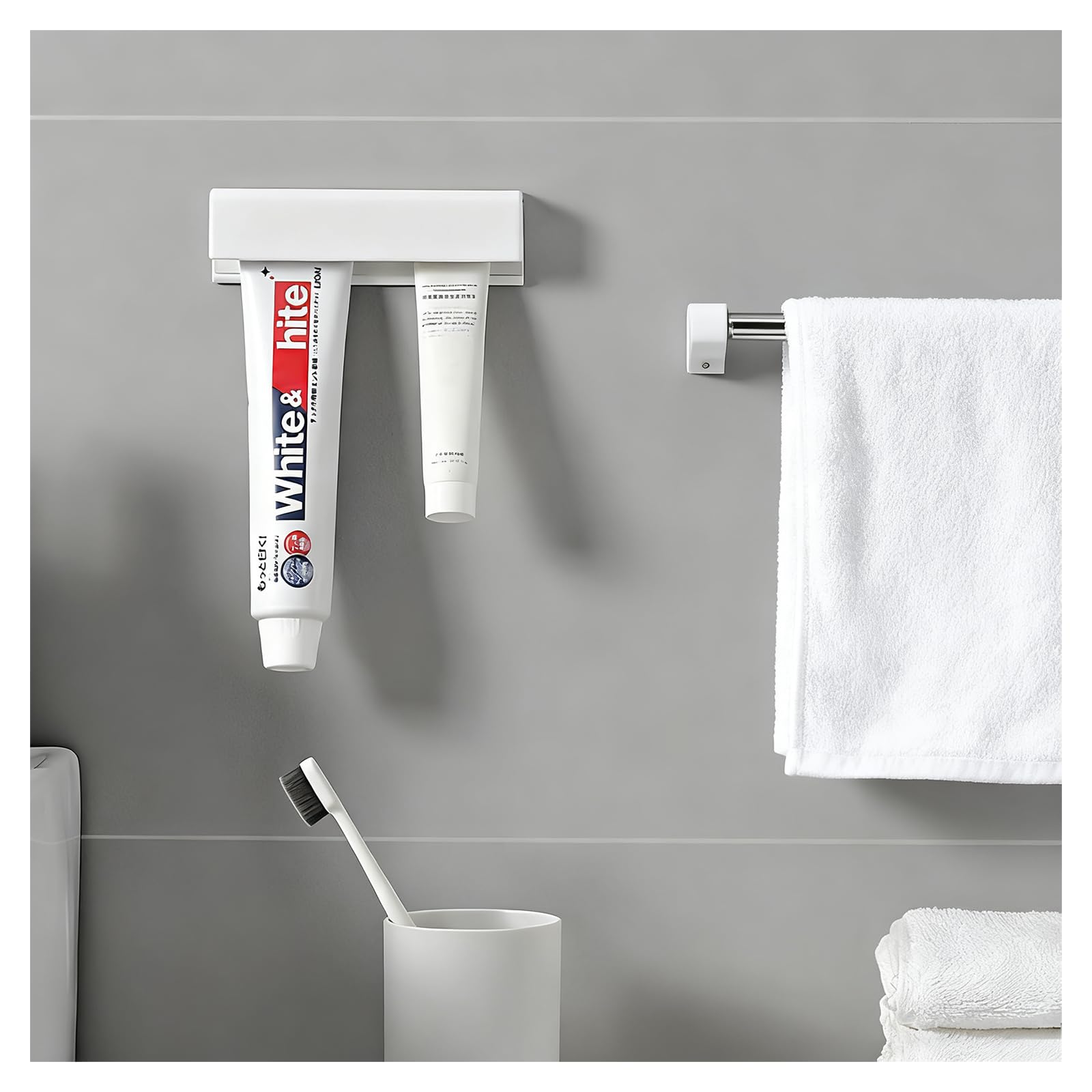 Adhesive Toothpaste Holder Wall Mounted for Bathroom c/w 1 Tube Squeezer
