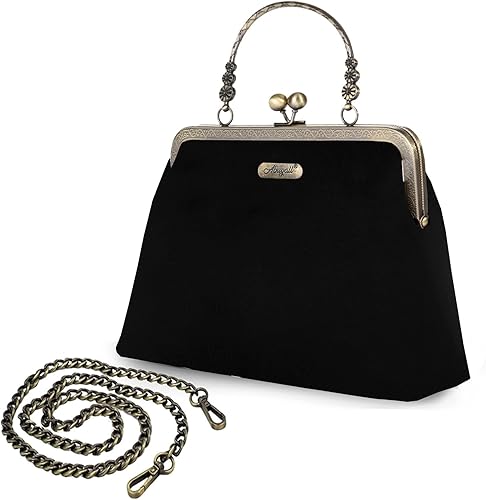 Bolso de noche vintage con cierre de beso y bolsos para mujer, bolso de lona floral