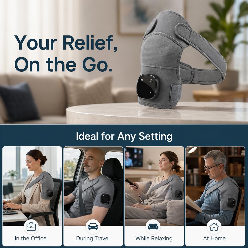 Masajeador Cervical, Masajeador de Cuello y Hombros, Masajeador de Hombros con 3 Ajustes Vibración y panel táctil LED, para Alivio Rápido del Dolor y Contracturas, en Casa y Oficina