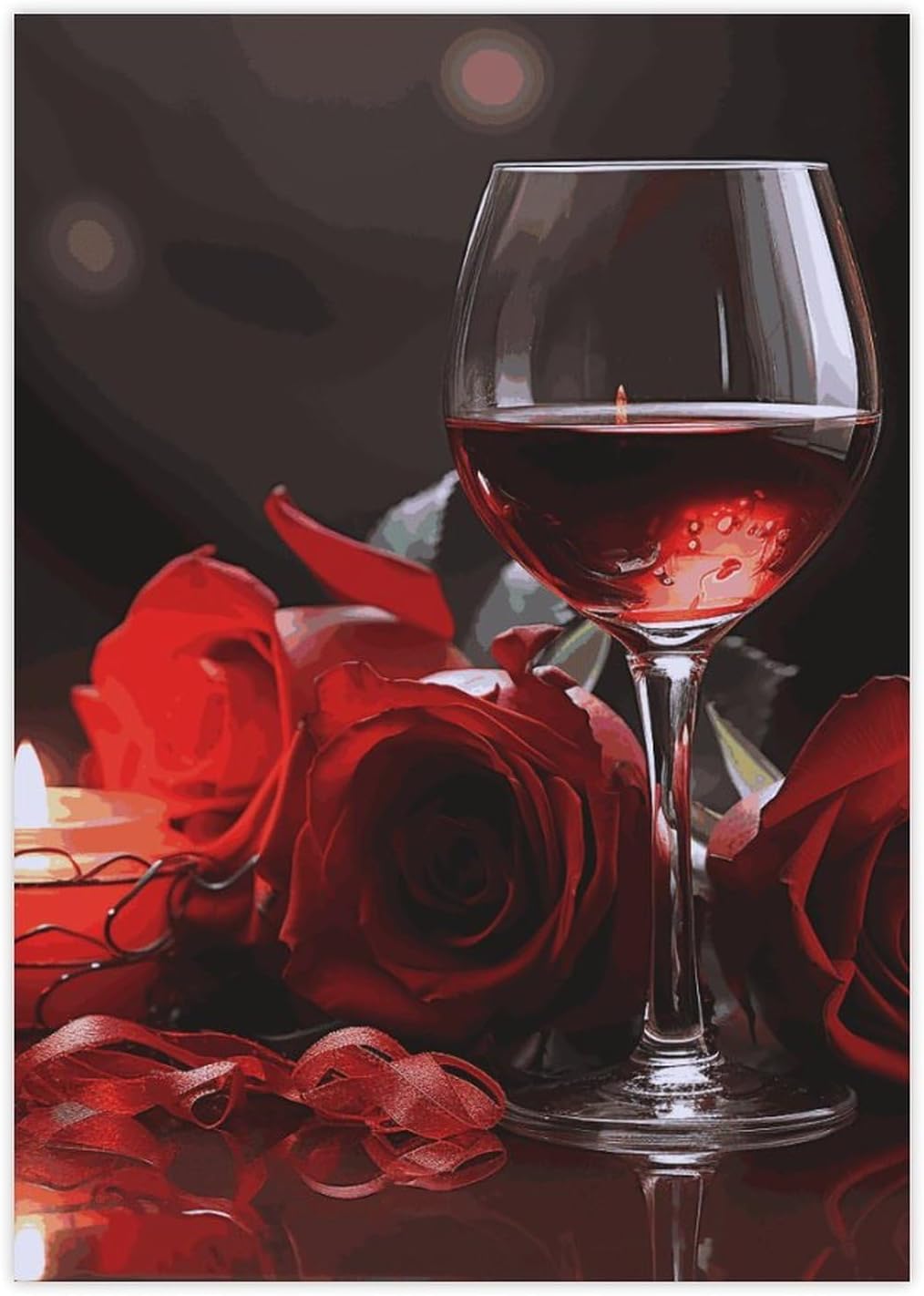 Cute Stickers Waterproof Funny Red Rose Wine Glass and Candle Stickers for Water Bottles Laptop Decor