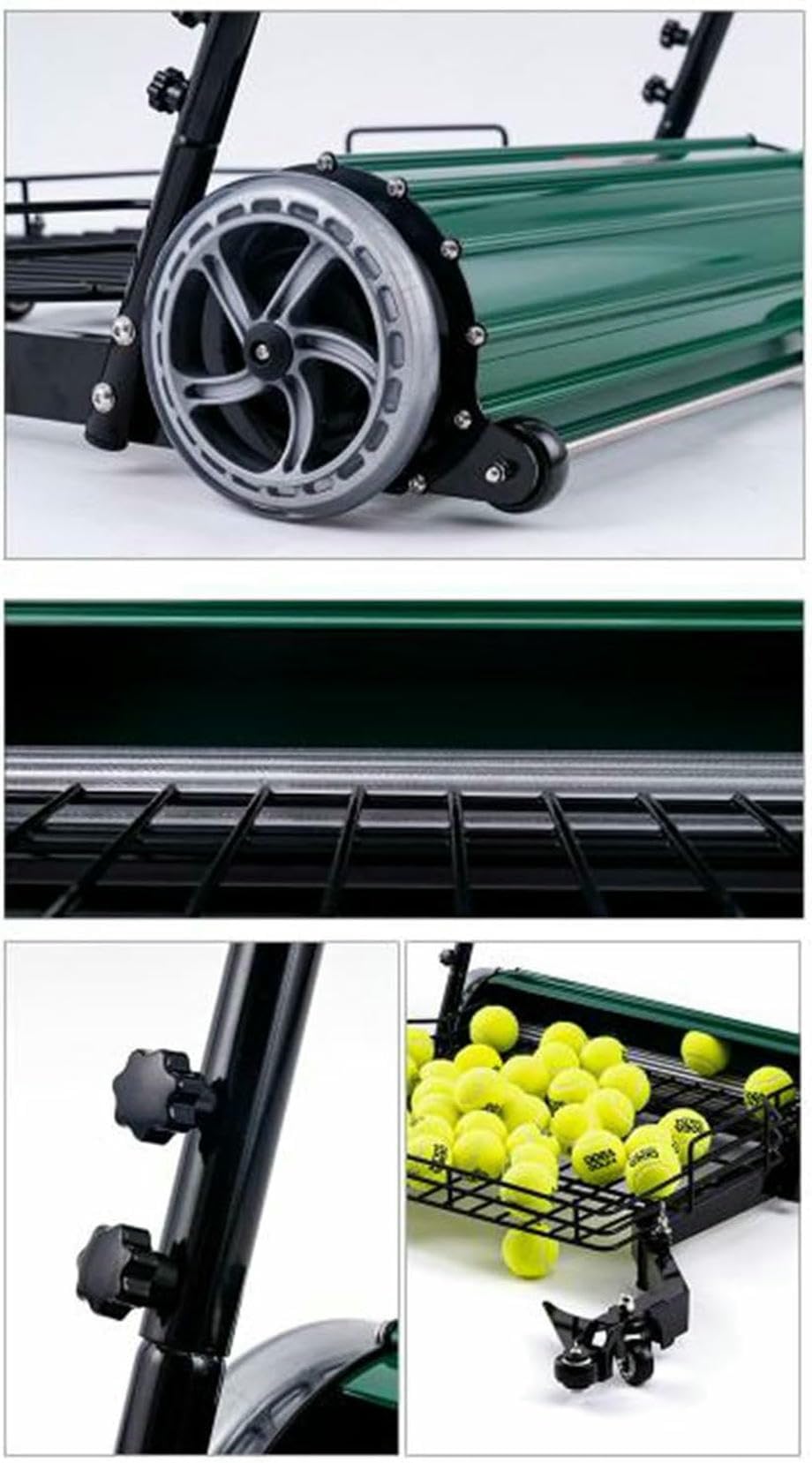 Carrello per raccogliere palline da tennis, con spinta manuale, attrezzatura per raccogliere palline, contiene fino a 290 palline