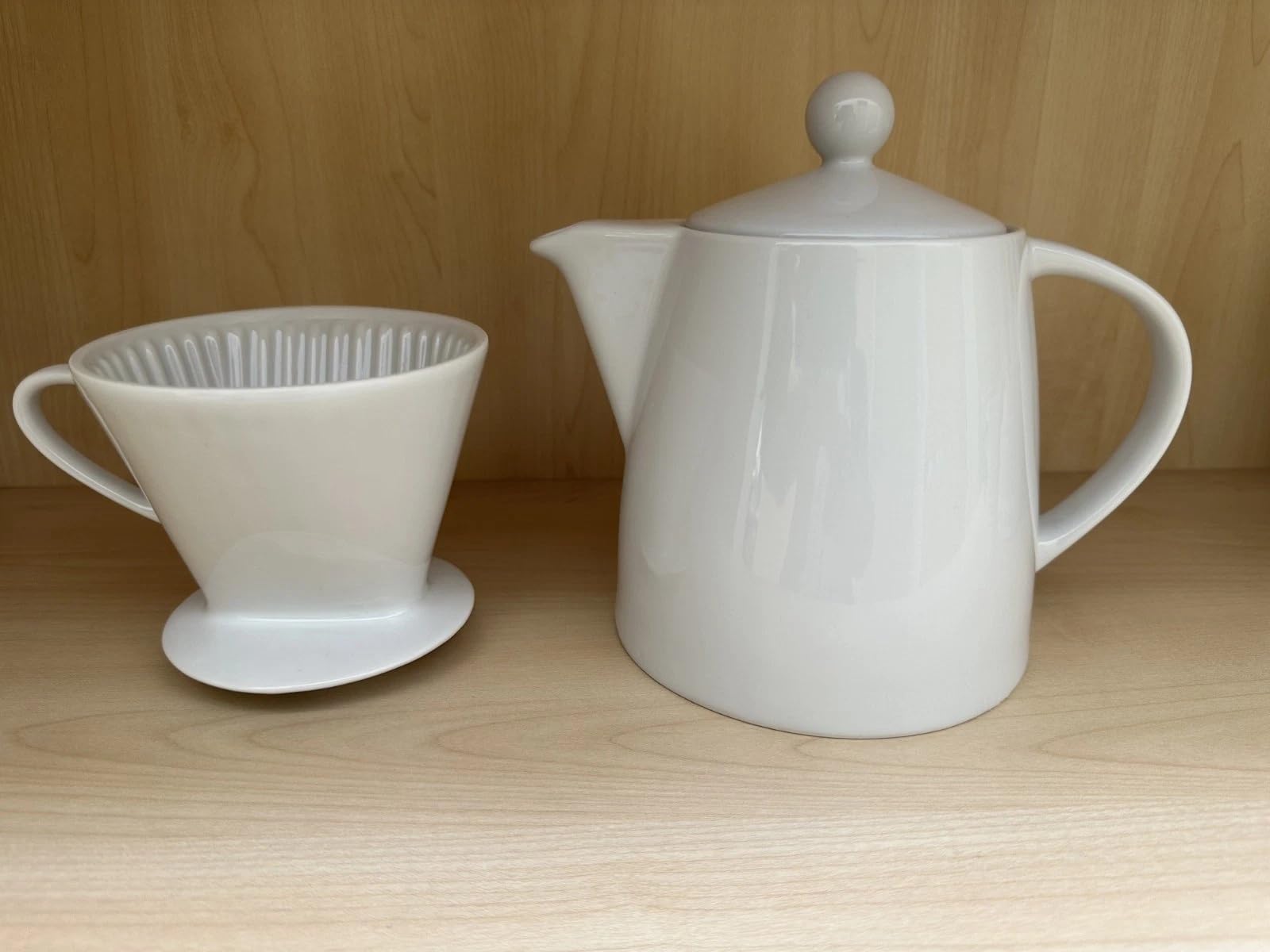 Kaffeekanne mit Deckel + Filter Porzellan Weiß 1,1 l | Made in Europe